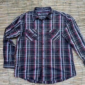 Men's‎ Beverly Hills Polo Club Plaid Long Sleeve Button Up Shirt 2XL